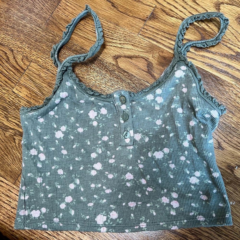 Green Floral Aeropostale Tank Top